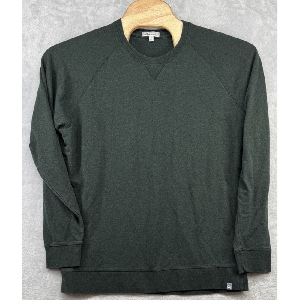 Peter Millar Cotton Blend Crewneck Long Sleeve Shirt Green MF22K44 Men's Size L